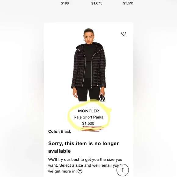 **NWT** Moncler's Raie Short Down Parka Jacket Black XL (size 5) - Picture 2 of 12